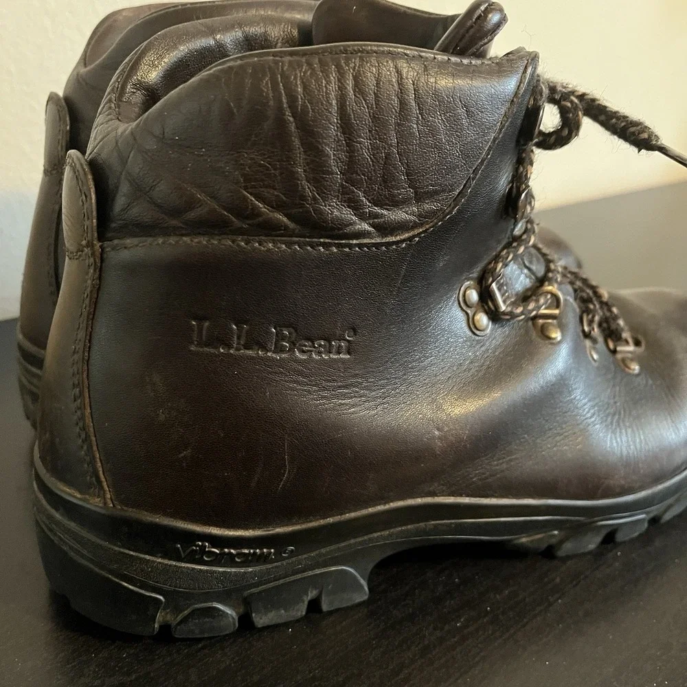 LL Bean Cresta Leather Hiking Boots Men's 12M Gore-tex Vibram Sole Romania Work - Picture 2 of 11